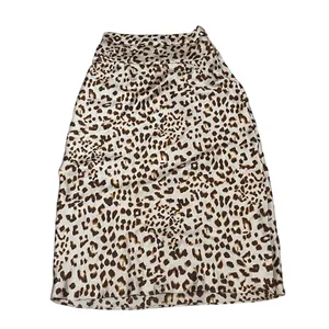 Free People Women's Leopard Print Satin Slip Skirt Size 6 Brown Midi thumbnail 3