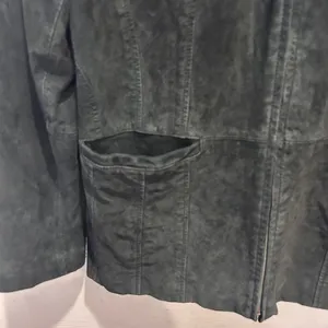 St. Johns Bay Womens XL Black Washable Suede Leather Full Zip Collared Jacket thumbnail 2