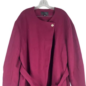 Ann Taylor Tie Waist Balloon Sleeve Wool Blend Coat Mulberry Size XXL thumbnail 5