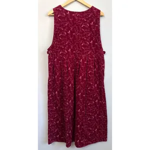Vtg 80s JG‎ Hook Pinafore Dress Petite L Burgundy Corduroy Floral Modest Cottage thumbnail 4