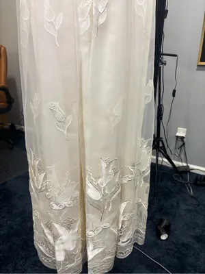 White Sheer Overlay Midi Dress with Embroidered Skirt thumbnail 3