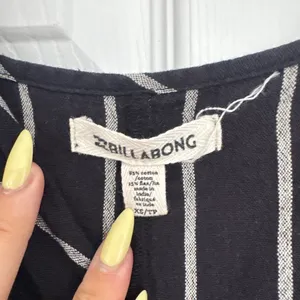 Billabong Black and white striped mini button-up dress with adjustable straps #stripedress thumbnail 3
