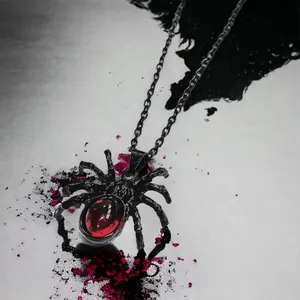 Gothic Black/Red Cute Spider‎ Pendant Necklace Punk Retro Style Fashion Jewelry thumbnail 3