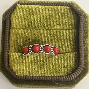Boho/Design Red Turquoise Stainless Steel Silver Band Size 6 thumbnail 2