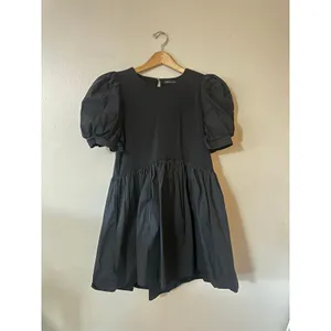 English Factory Black Puff Sleeve High Low Knit Combo Mini Dress Size M thumbnail 2