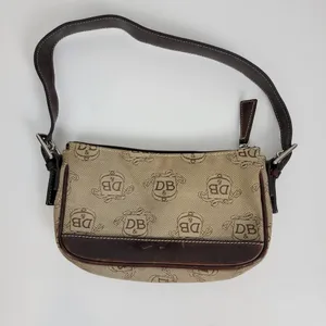 Vintage Dooney & Bourke Womens Baguette Bag One Size Brown Monogrammed Mini Zip thumbnail 6