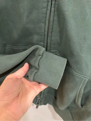 Vuori Restore Double Zip Sweatshirt Jacket in Agate Green Large Organic Cotton thumbnail 12
