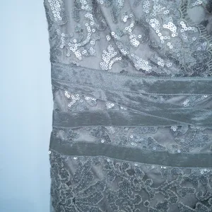 Tadashi Shoji Smoked Pearl Gray Paillette Sequin Lace Sheath Dress Size 2 thumbnail 3
