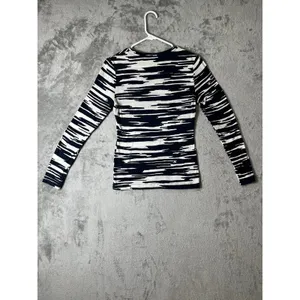 Tory Burch Abstract Print Long Sleeve Tee Minimalist Modern Art Top Small‎ thumbnail 3