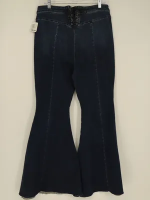 We The Free Free People CRVY Lace-Up Flare Jeans 33 Dark Wash High Rise Boho thumbnail 12