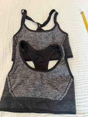 Old Navy Seamless Grey-Black Racerback Sports Bras- Bundle of 2 thumbnail 1