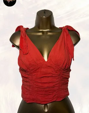 Free People Ruched Tie Shoulder Crop Top thumbnail 1