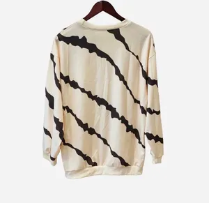 Shein Diagonal Striped Oversized Sweatshirt Brown Cream S Abstract thumbnail 4