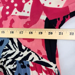 Zury Maxi Dress Womens OSFM Pink Mixed Print Tiered Boho Artsy Bell Sleeve Flowy thumbnail 3