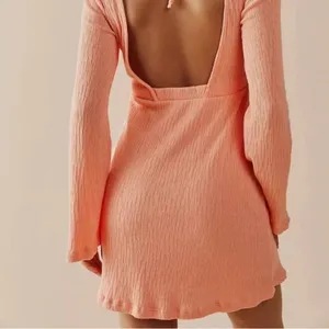 FREE PEOPLE - Brynne Boho Flared Long Bell Sleeve Open Back Mini Dress NWOT thumbnail 3