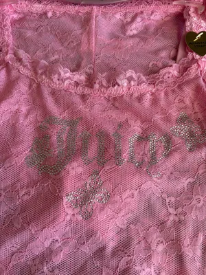 NWT Juicy Couture Pink Lace Rhinestone Cami and Short Set thumbnail 3