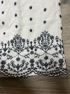 Old Navy White Black Floral Embroidered Boho Mini Dress XS thumbnail 5