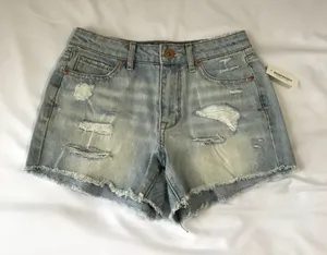 Destroyed High Waisted Denim Shorts thumbnail 1