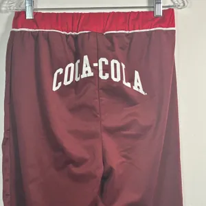 Coca-Cola Track Pants Small Burgundy Red Side Stripe‎ Wide Leg Logo Lounge thumbnail 5