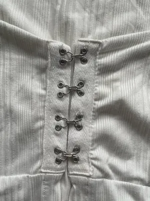 Forever 21 White corset top with silver eyelets size m thumbnail 3
