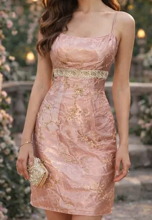 JS Collections Blush Pink Gold‎ Empire Dress Romantic Fairycore Formal Size 14 thumbnail 1