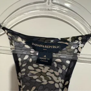 Banana Republic smocked waist ruffle geometric racerback y2k dress‎ black size 4 thumbnail 3