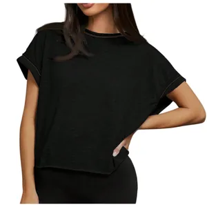 SheIn Cut Out Back Crop Tee in Black, Size XS thumbnail 1