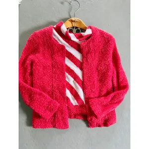 Y2K Cherry Red Fuzzy Knit 3 Piece Set Holiday Party Perfect Size S/M thumbnail 2