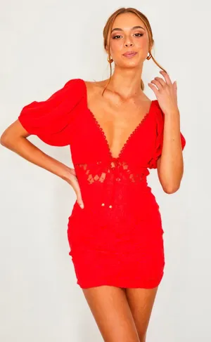 One And Only Collection Lace Inset Mini Dress thumbnail 1