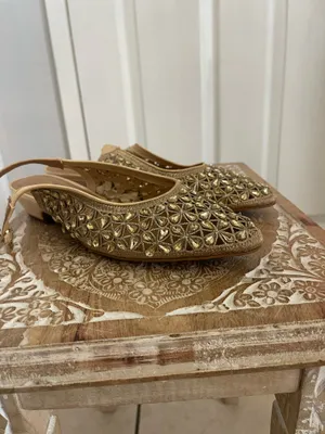J Renne Gold Embellished Slip -On Mules thumbnail 7