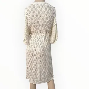 POL Crochet Ivory Beach Cover‎ Up Kimono Cardigan Tassel Tie Waist Size S NWOT thumbnail 2