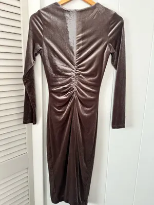 Velvet Formal Dress Brown Size 6 thumbnail 2