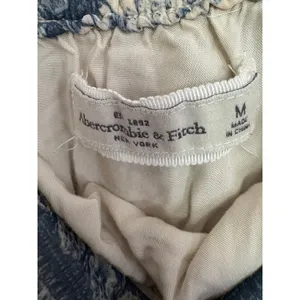 Abercrombie & Fitch Maxi Skirt Medium Blue White Boho Tile Print Elastic Waist thumbnail 4
