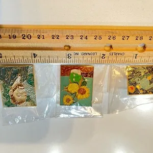 Van Gogh Themed Metal‎ Pins Set (3) - Sunflowers, Starry Night, Self-Portrait thumbnail 4
