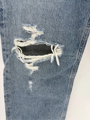 AGOLDE 90's Crop Mid-Rise light blue distress Loose Straight Jean denim size 28 thumbnail 4
