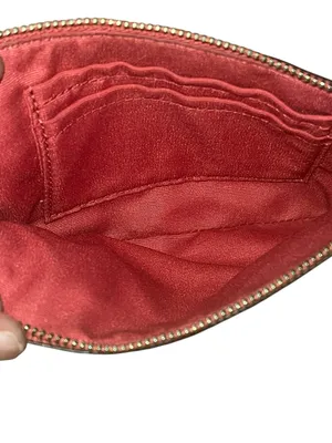 Coach Corner Zip Wristlet in magenta pink crossgrain leather thumbnail 3