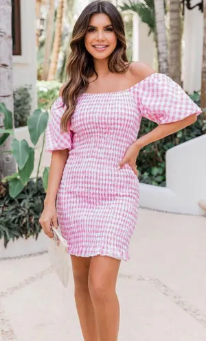 Boutique Plaid Mini Dress Pink Size XS thumbnail 1