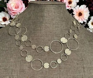 NY Collection silver ring and disk links necklace thumbnail 1