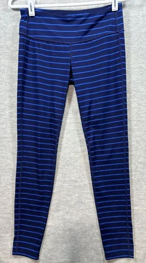 Athleta Women's Chaturanga Striped Blue Leggings Size S‎ Activewear Wicking thumbnail 1