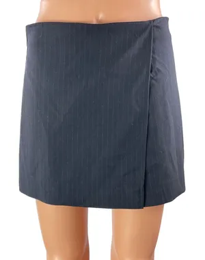 Zara Women's Black Pinstriped High Waisted Slit Mini Shorts Skirt Skorts Size S thumbnail 1