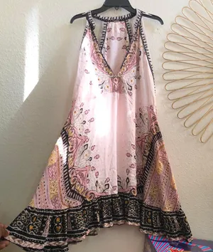 Free People Steal the Sun Mini Dress Tunic Tank Top Sleeveless Blouse Shirt Paisley Pink Size S Measurement in pics thumbnail 3