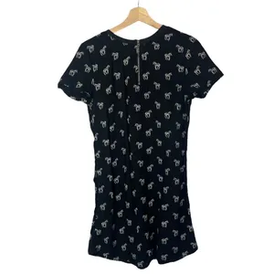 Abercrombie & Fitch A&F Black‎ White Zebra Short Sleeve Shift Dress M thumbnail 2
