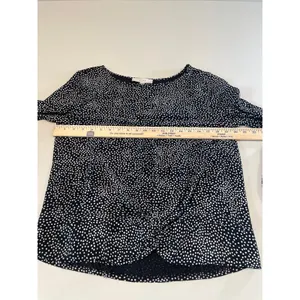 Ann Taylor LOFT Polka Dot Knot‑Front Top Size M Black White thumbnail 4