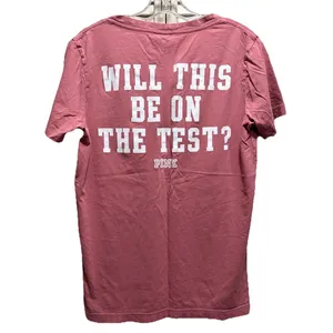 VS PINK Mauve V Neck Short Sleeve Top‎ Size XS Logo Pocket Casual Graphic Back thumbnail 5