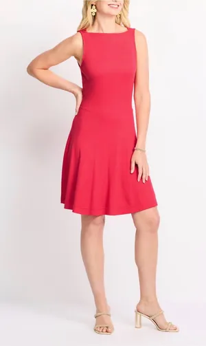 NWT MICHAEL STARS‎ Andy Mini Skater Dress Red Rumba Small thumbnail 1