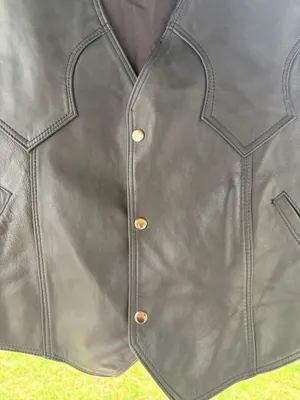 Classic Black Genuine Leather Vest XXL Made in Mexico motorcycle biker outlaw thumbnail 8