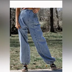 POL HAREM PANTS denim spring boho sold out elastic waist casual classic $98 fall thumbnail 3