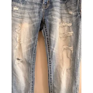 Miss Me Signature Skinny Jeans Womens 30 Blue Distressed Embellished Lace Pocket thumbnail 2