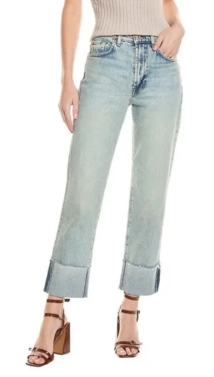 7 For‎ All Mankind Logan Frost Stovepipe Jean High Rise Size 32 Minimalist thumbnail 1