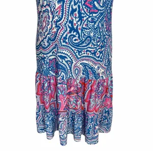 MSK Drop Waist Sleeveless Tiered Midi Dress Bright Blue Paisley, Medium‎ thumbnail 3